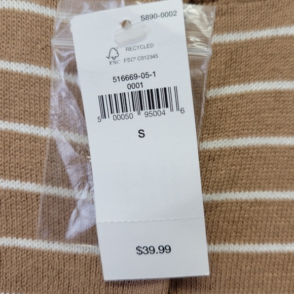 GAP Crew Neck Stripe Cardigan Camel Brown S - Picture 6 of 7